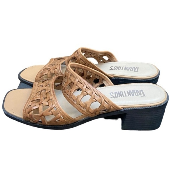 Vintage Tarantino’s Vintage Basket Weave Leather Heeled Sandals I Size: 8B - Picture 3 of 9